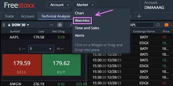 Free trading platform and app: creating watchlists.